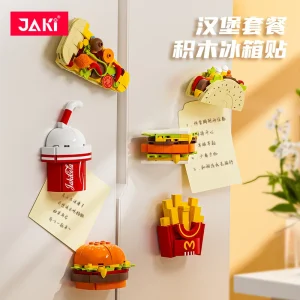 Building Block Magnetic Refrigerator Sticker Cute 3D Burger Set Building Block Magnet household gift 1