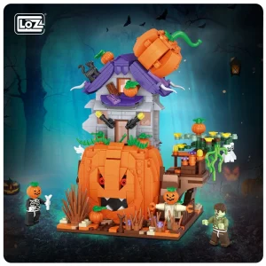 loz small particle mini Building Block Pumpkin House assembly children's street view children's educational toy model 1