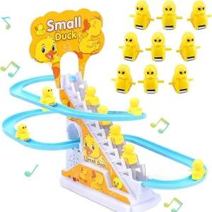 Funny Baby Toys Electric Duck Track Slide Toys Boys Ducks Climb Stairs Toy Baby LED Lights Music Roller Coaster for Kids 1