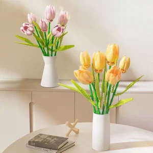 Tulip Flower Bricks Set Building Block Bouquet Model Home Decoration Plant Potted Flower Assembly Bricks Child Festive Gifts 1