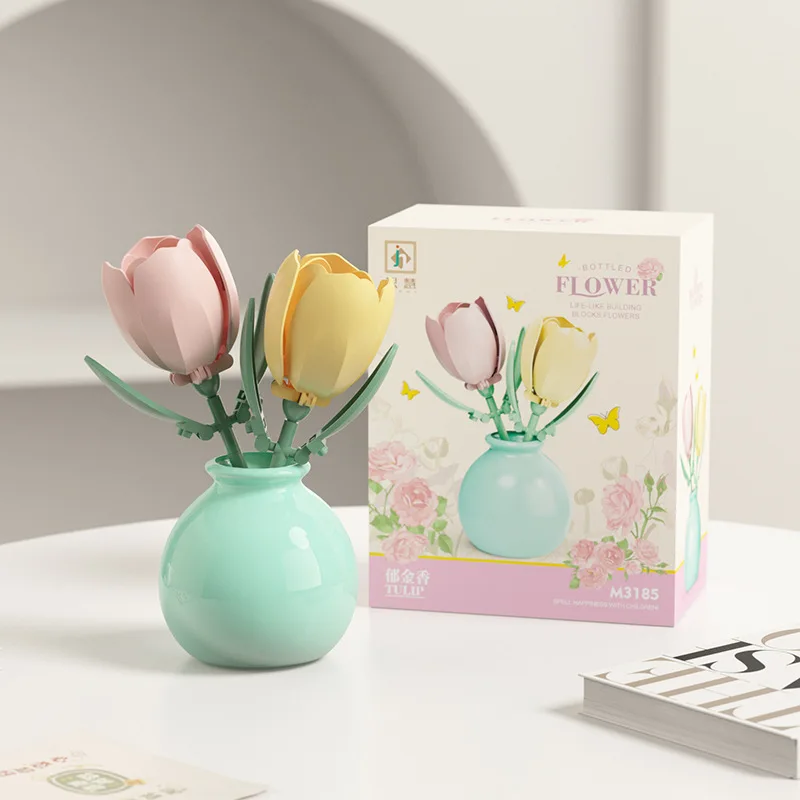 Building Block Flowers DIY Immortal Flower Sets Decorative Toys for Home Decor Assembly Crafts for Kids & Adults Creative Decor 3