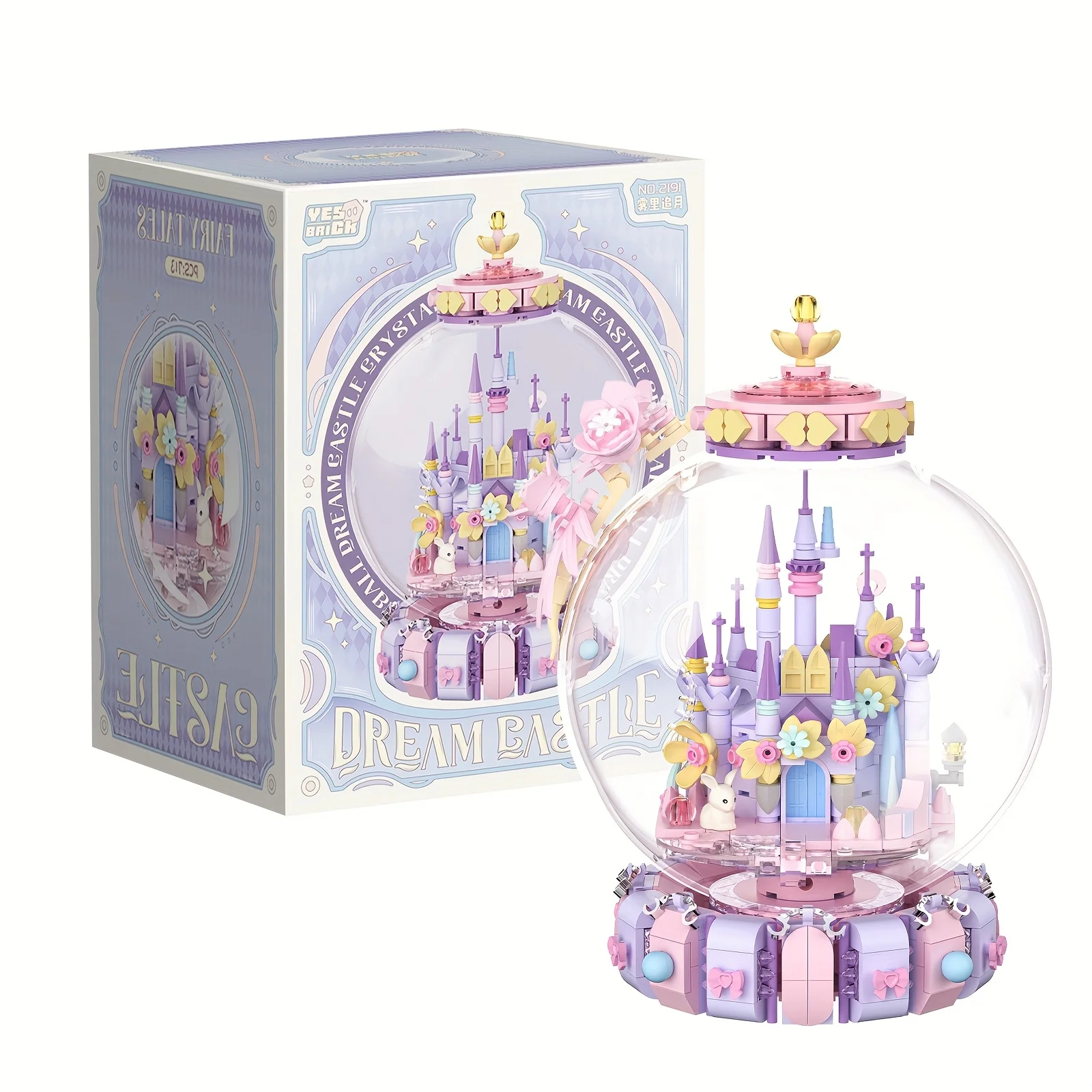 Fairy Tale Crystal Ball Castle Blocks Pink Puzzle Toy Magical Orb Floral Gift for Girls Birthday Christmas Gift for Youngster 5