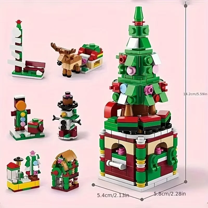 Christmas Gift for Boys Girls Building Block Toy 6 in 1 Train Elk Christmas Tree Gift Ornament Model 2026 Christmas Decoration 3
