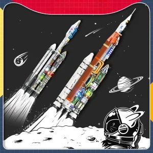 Building blocks rocket model science education toys decoration early education assembly DIY heavy rocket model JJ9030 1