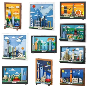 City postcard street view assembly building blocks toys creative ornaments model children's holiday gifts 1