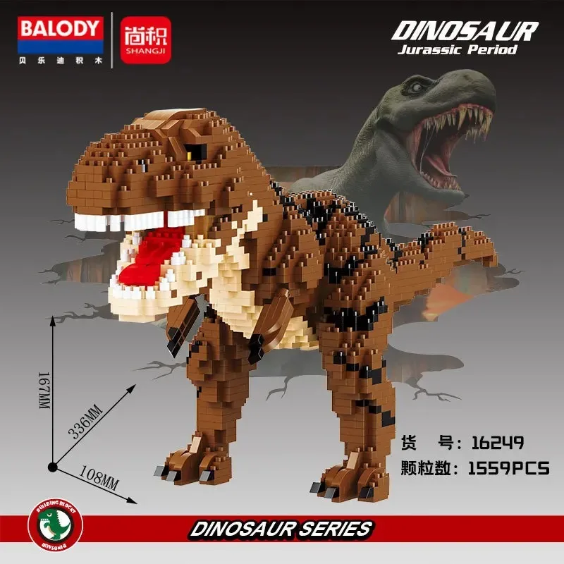BALODY Dinosaur Building Blocks Puzzle Mini Diamond Blocks Dinosaurs Collection Kids Hobby Cartoon Models of Dinosaurs 1500+ pcs 1