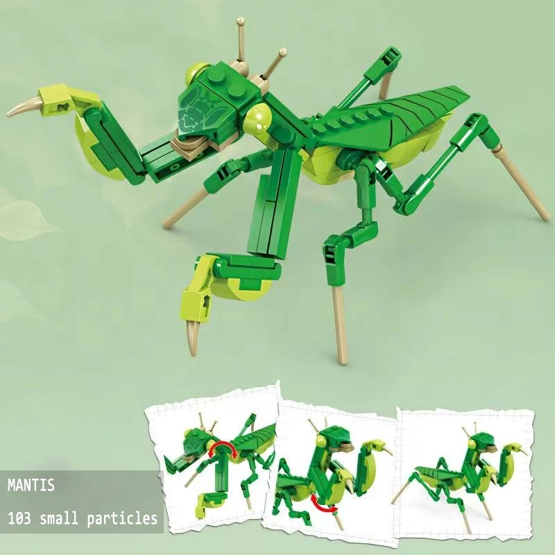 Insect Blocks Toys for Students Prise Bug Science Blocks Toys Mantis Bee Snail Block Insects Set for Children's Puzzle Toy Gift 2