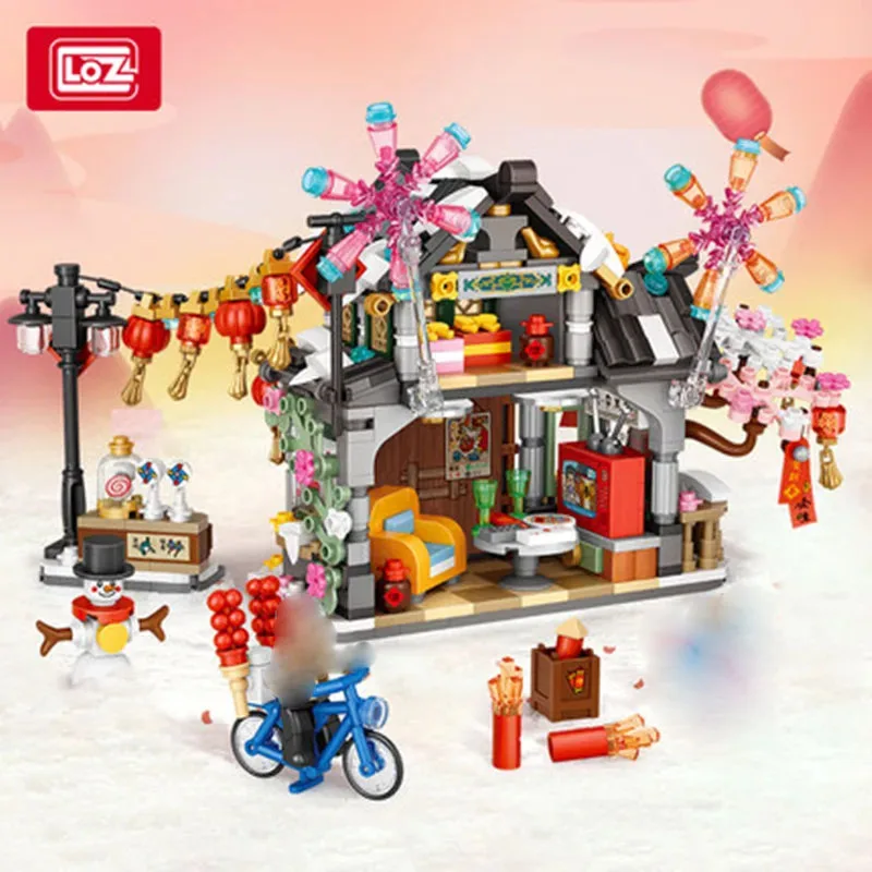 New year House Decoration Spring Festival Building Blocks Retro Lunar New year Block Bricks Building Toy for Children or Adult 3