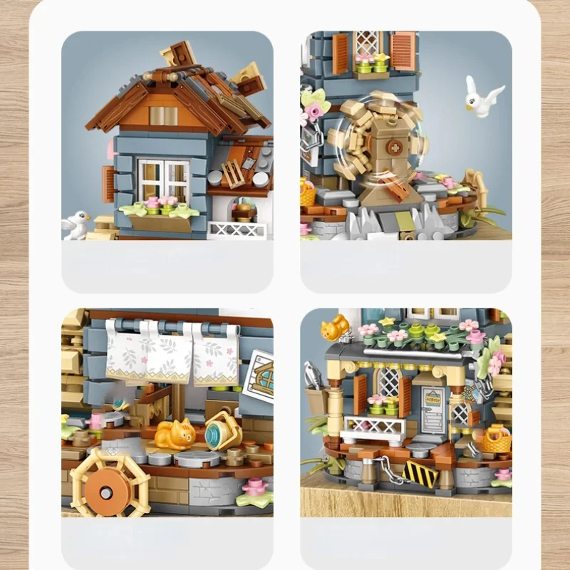 LOZ Windmill House Music Box Building blocks for kids or adults Sound Diamond Blocks Flowers Toy Villa Assembly Toy Gift 1239 3