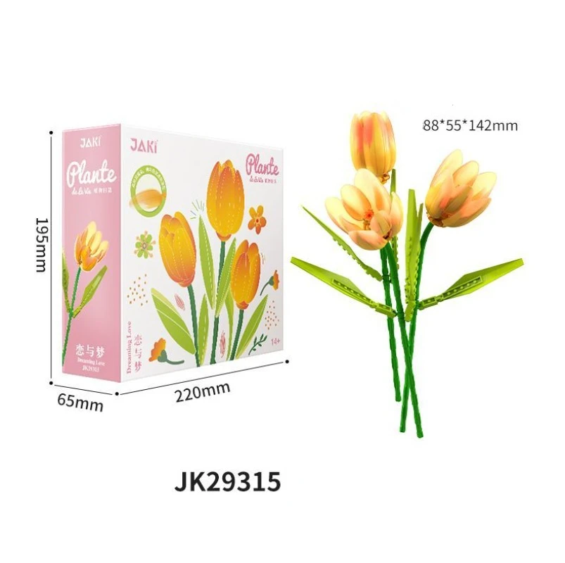 Tulip Flower Bricks Set Building Block Bouquet Model Home Decoration Plant Potted Flower Assembly Bricks Child Festive Gifts 5
