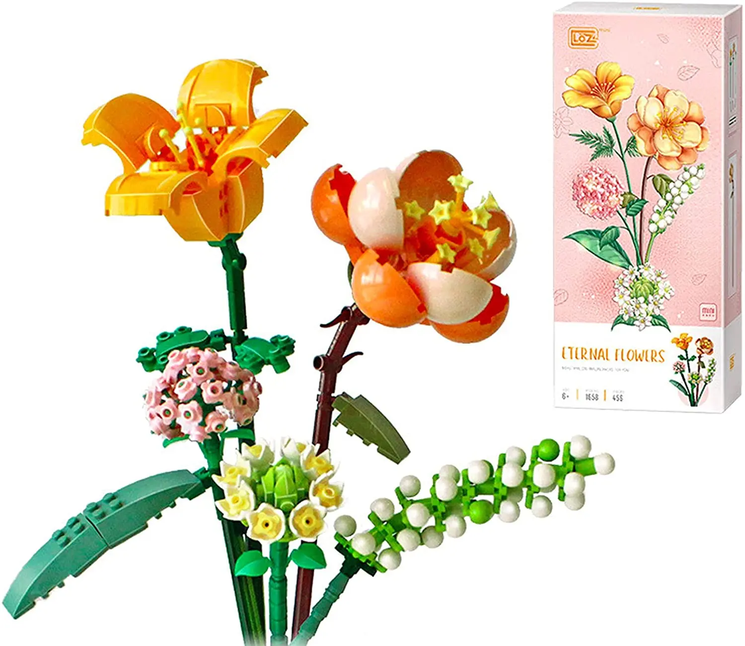 Artificial Flowers Bouquet Building Blocks Set Mini Flowers Building Kits for Gifts DIY Building Bricks for Adult/Teens With box 3