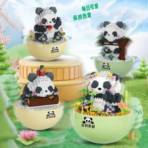 Tiny particle building blocks cute cartoon tumbler Panda flower/tabletop decoration/puzzle assembly toy 1