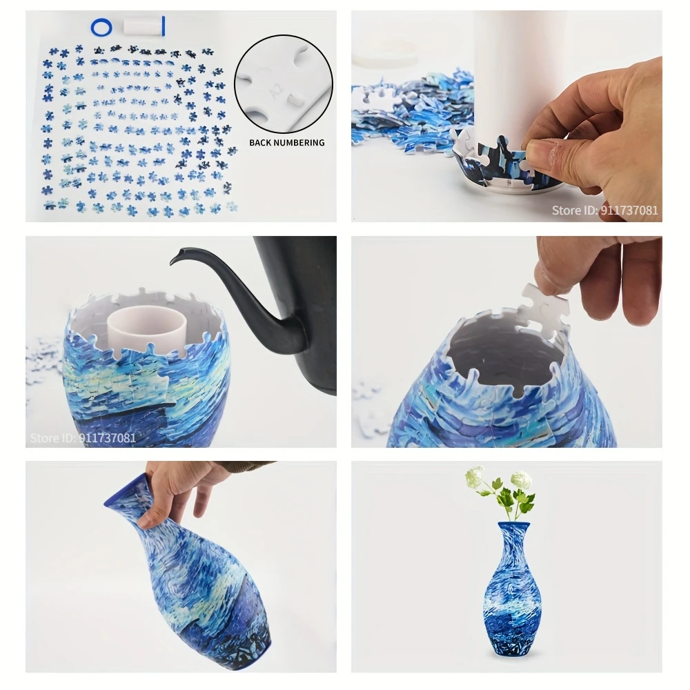 3D Puzzle Vase Adult Jigsaw 3D Art Jigsaw Vase Unique 160 Curved Plastic Puzzles Vase for Home Office Decoration 1pcs 3