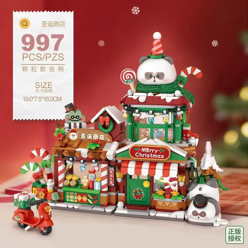Loz Christmas Street Shop Building Blocks Izakaya Moc Architecture Store steamed bun shop Japanese Street Scene Puzzle Gift Toy 3