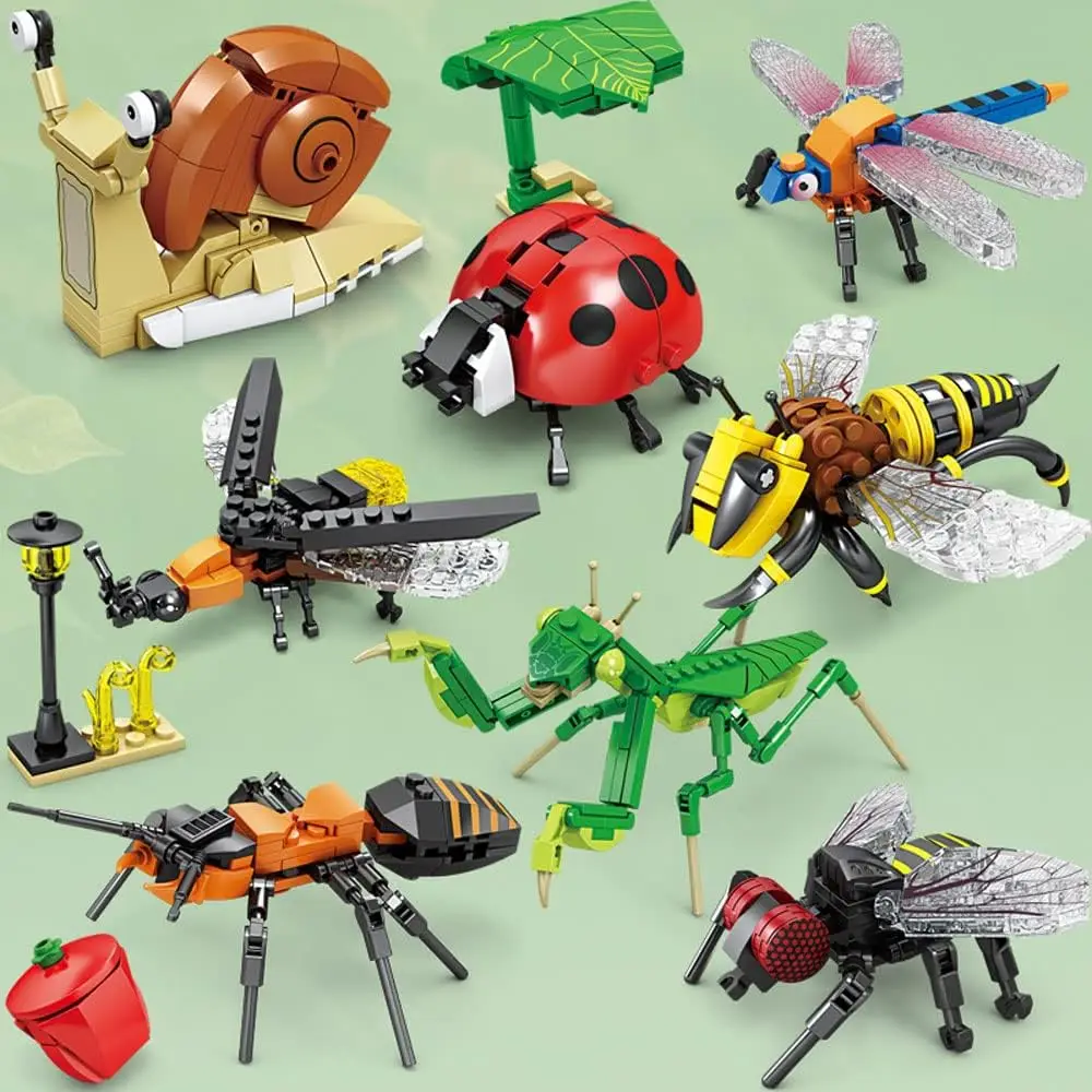 Insect Blocks Toys for Students Prise Bug Science Blocks Toys Mantis Bee Snail Block Insects Set for Children's Puzzle Toy Gift 1