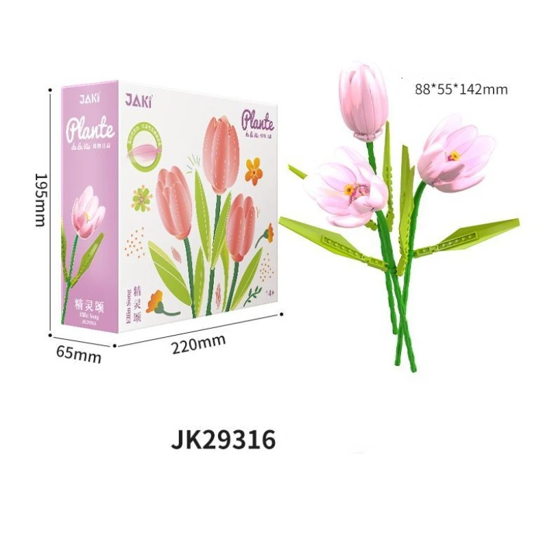 Tulip Flower Bricks Set Building Block Bouquet Model Home Decoration Plant Potted Flower Assembly Bricks Child Festive Gifts 6