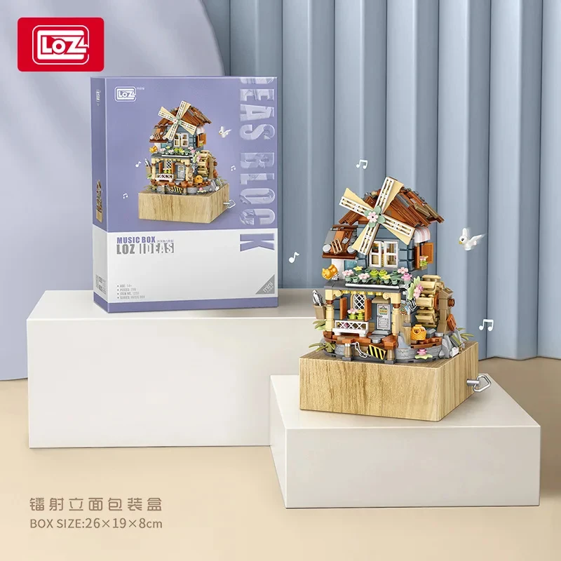 LOZ Windmill House Music Box Building blocks for kids or adults Sound Diamond Blocks Flowers Toy Villa Assembly Toy Gift 1239 6