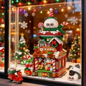 Loz Christmas Street Shop Building Blocks Izakaya Moc Architecture Store steamed bun shop Japanese Street Scene Puzzle Gift Toy 1