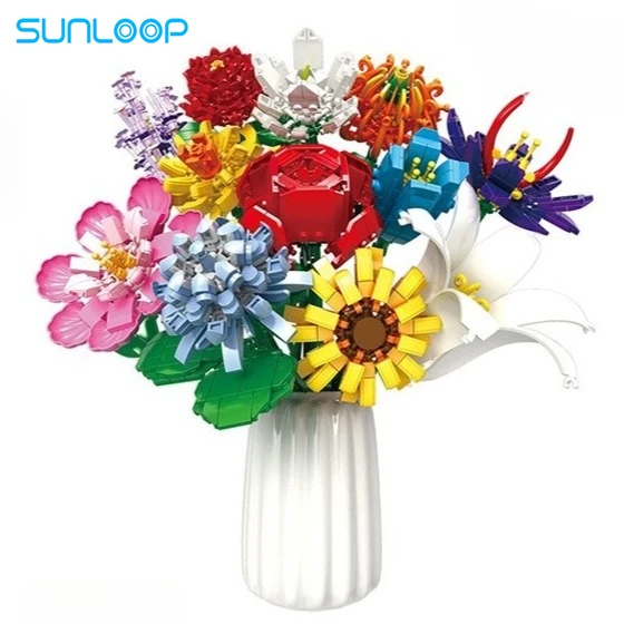 Building Blocks Flowers Bouquet Set Flowers Models Home Decor Botanical Collection Bricks Toys for Adults Mother's Day Christmas 3