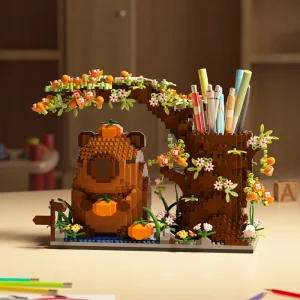 Capybara Building Block Pen Holder Multi-Function Desk Organizer for Office Supplies Cosmetics Birthday Gift Desktop Decoration 1