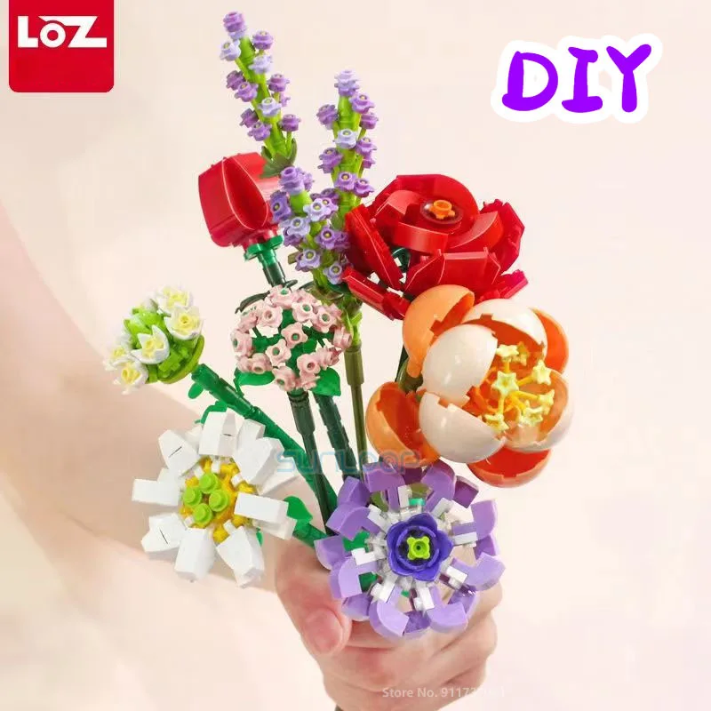 Flowers Building Blocks Toys for Christmas New year Gift Decor Botanical Set Valentine's Day Rose Bricks Set Friends Kids Adults 2