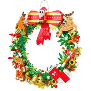 Christmas Wreath Building Blocks kit Eucalyptus Wreath Decorated House Model for Xmas, Toys Gift for 8+ Kids Adults 1