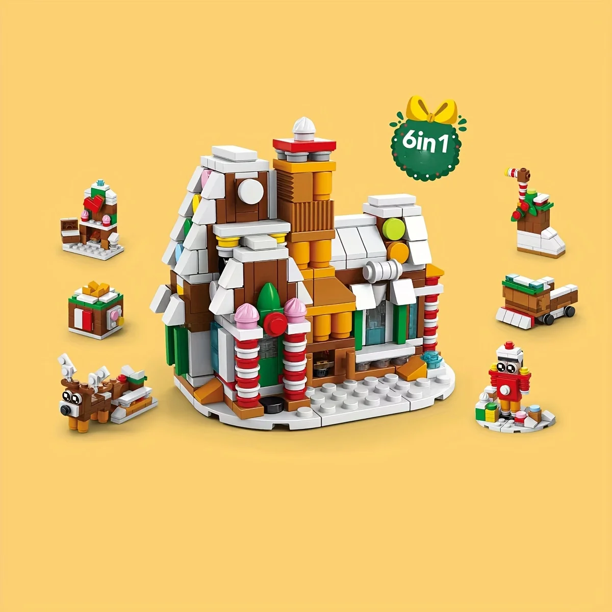 Christmas Gift for Boys Girls Building Block Toy 6 in 1 Train Elk Christmas Tree Gift Ornament Model 2026 Christmas Decoration 5