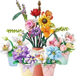 Flowers Building Blocks Toys for Christmas New year Gift Decor Botanical Set Valentine's Day Rose Bricks Set Friends Kids Adults 1