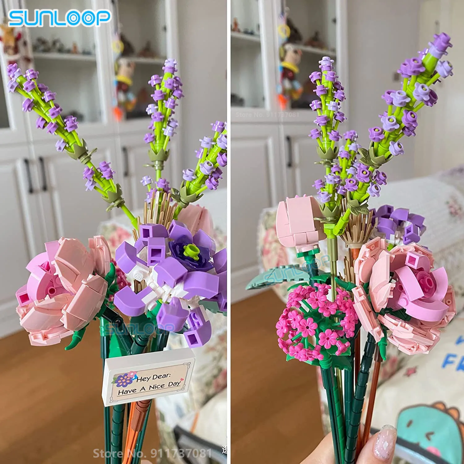 Flowers Building Blocks Toys for Christmas New year Gift Decor Botanical Set Valentine's Day Rose Bricks Set Friends Kids Adults 3