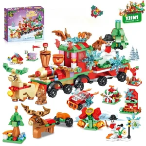 Christmas Countdown Calendar Building Blocks Box Mini Bricks Set 12 days Spooky Models Blocks for Ages 6+ Christmas Gift Toy 1