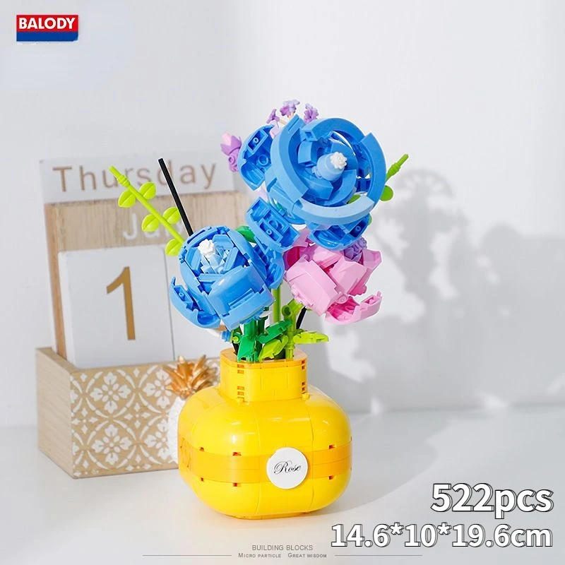 New year Decoration Perfume Flower Bouquet Bricks Building Blocks Sunflowers Adult Assembled Flower Pots New Year Room 6