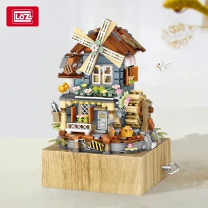 LOZ Windmill House Music Box Building blocks for kids or adults Sound Diamond Blocks Flowers Toy Villa Assembly Toy Gift 1239 1
