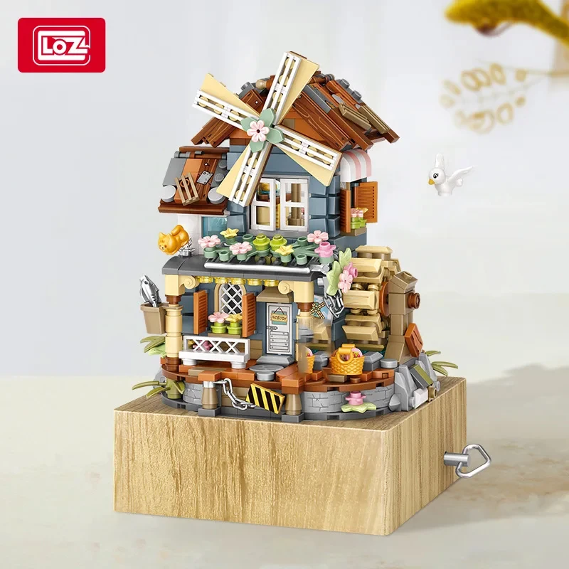 LOZ Windmill House Music Box Building blocks for kids or adults Sound Diamond Blocks Flowers Toy Villa Assembly Toy Gift 1239 1