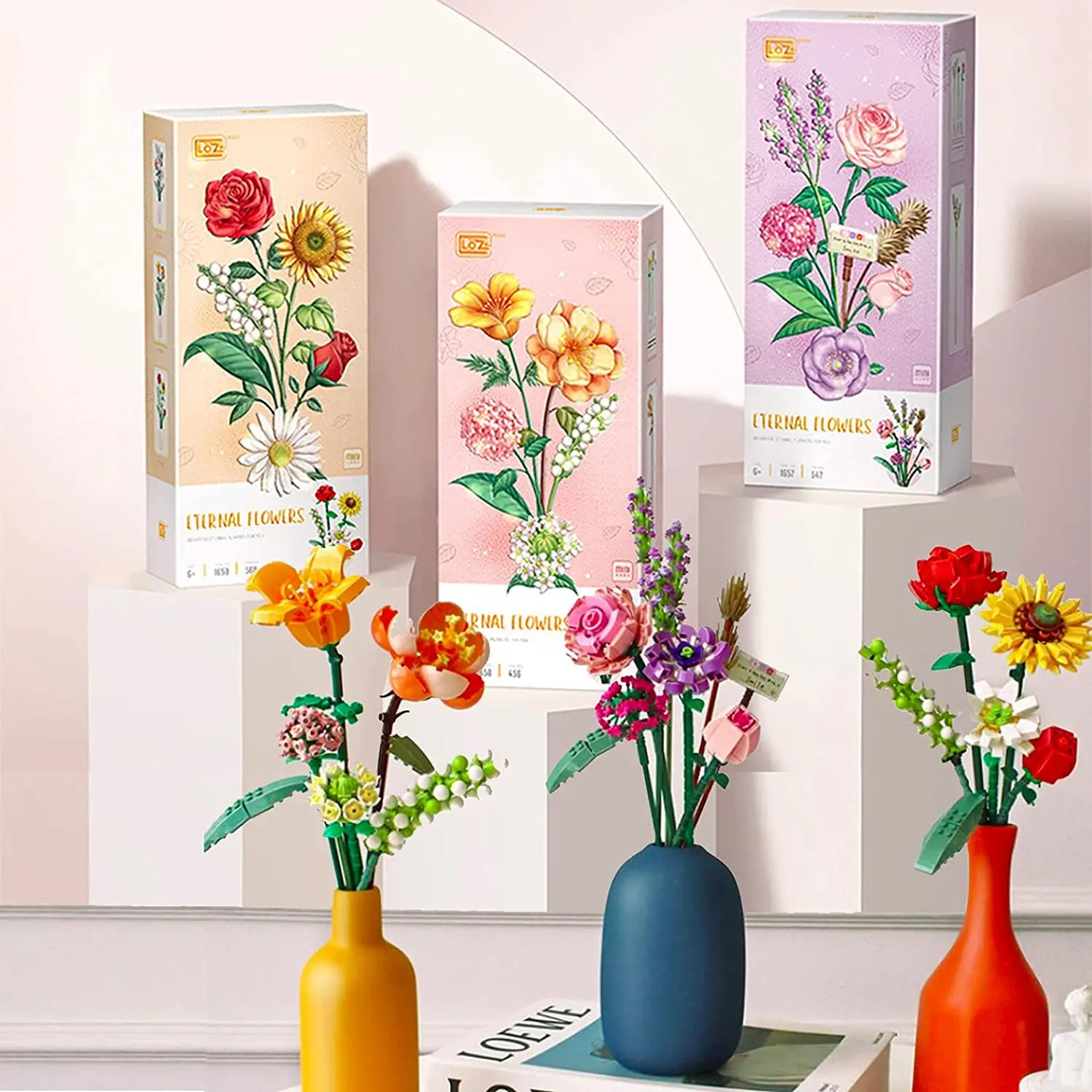 Artificial Flowers Bouquet Building Blocks Set Mini Flowers Building Kits for Gifts DIY Building Bricks for Adult/Teens With box 1
