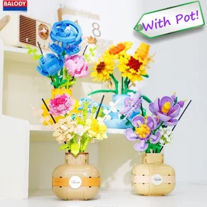 New year Decoration Perfume Flower Bouquet Bricks Building Blocks Sunflowers Adult Assembled Flower Pots New Year Room 1