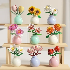 Building Block Flowers DIY Immortal Flower Sets Decorative Toys for Home Decor Assembly Crafts for Kids & Adults Creative Decor 1