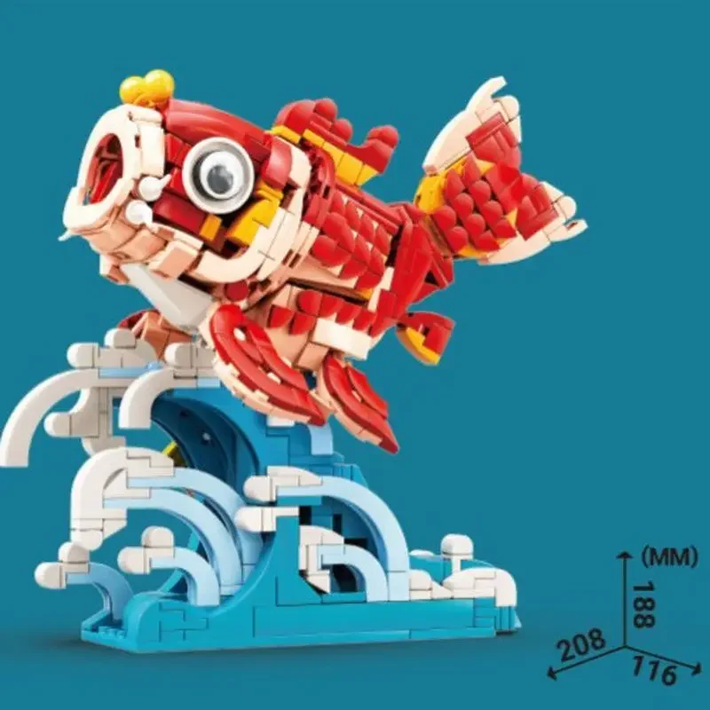 Good Luck Fish Building Blocks Compatible Bricks Chinese Lucky Product China Decoration Assembled Toy Gift New year celebrate 3