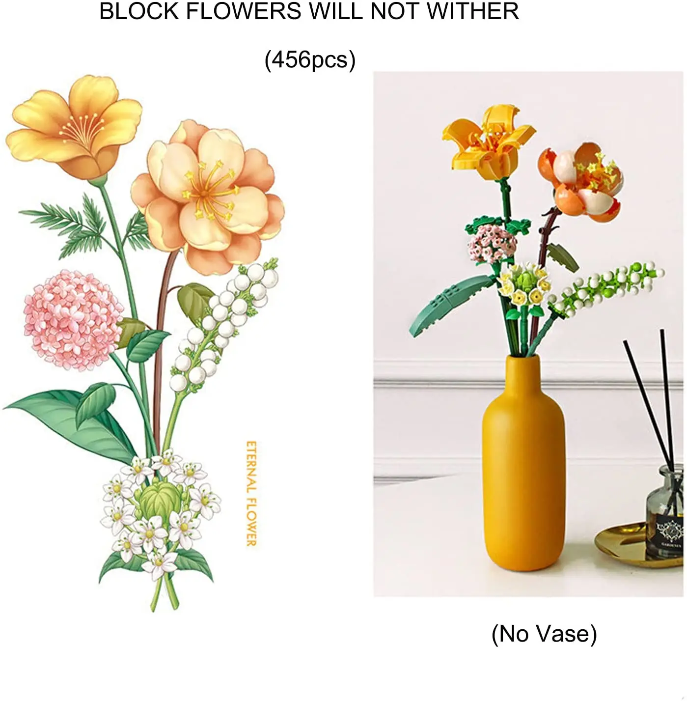 Artificial Flowers Bouquet Building Blocks Set Mini Flowers Building Kits for Gifts DIY Building Bricks for Adult/Teens With box 4