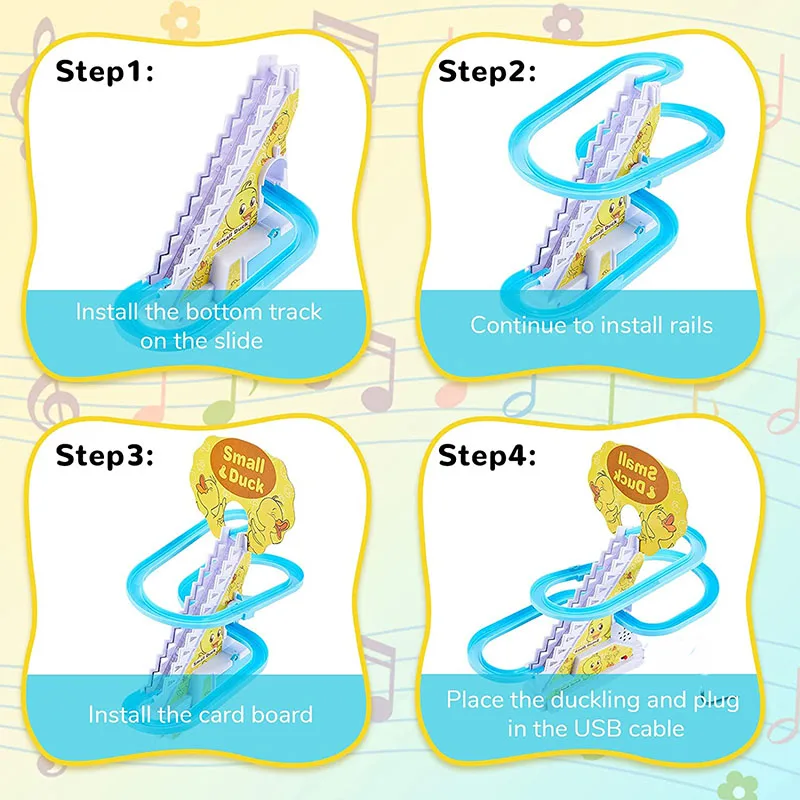 Funny Baby Toys Electric Duck Track Slide Toys Boys Ducks Climb Stairs Toy Baby LED Lights Music Roller Coaster for Kids 6