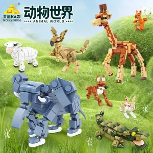 Kaizhi 80066 Animal series model giraffe elephant children puzzle building block toy small particle male 1
