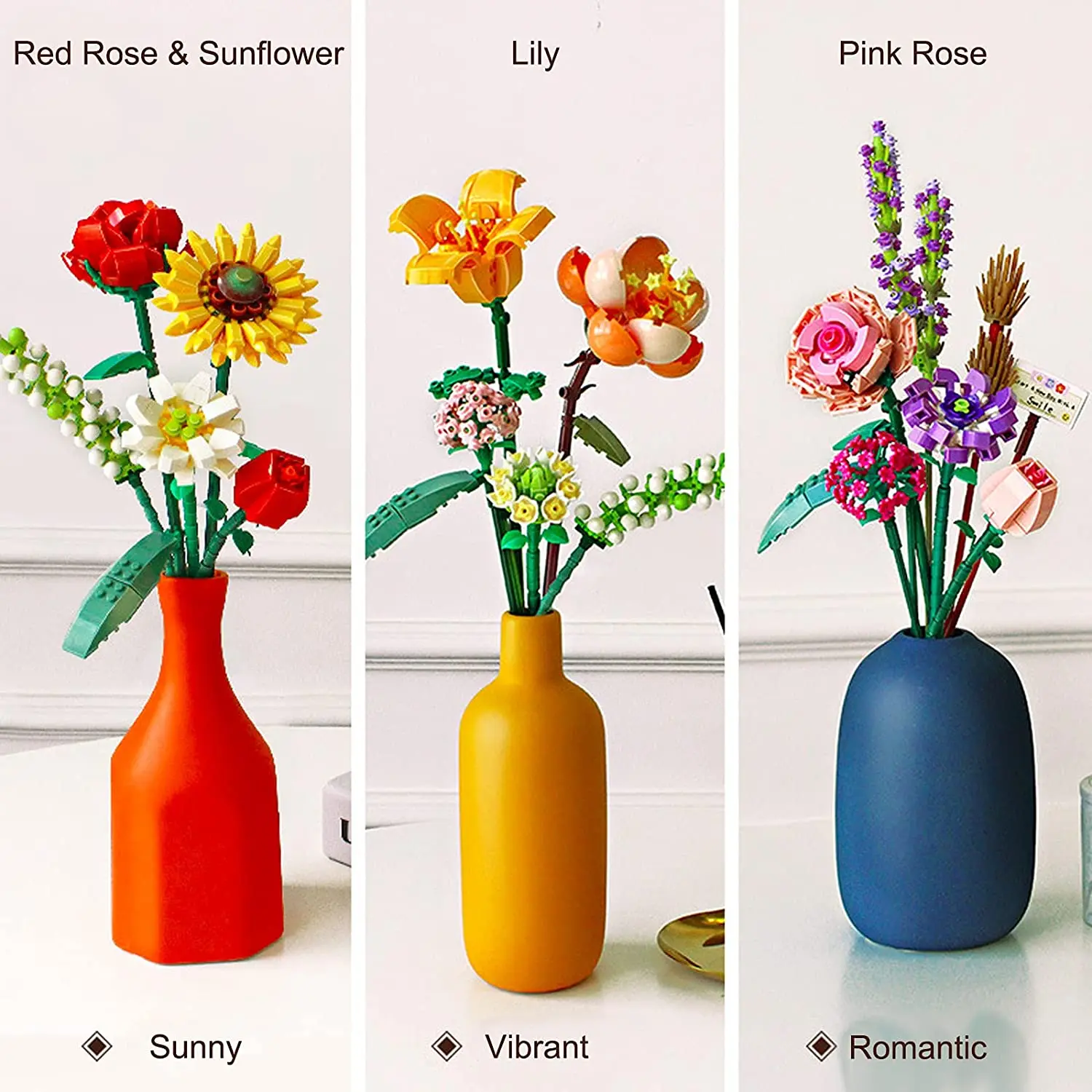 Artificial Flowers Bouquet Building Blocks Set Mini Flowers Building Kits for Gifts DIY Building Bricks for Adult/Teens With box 2