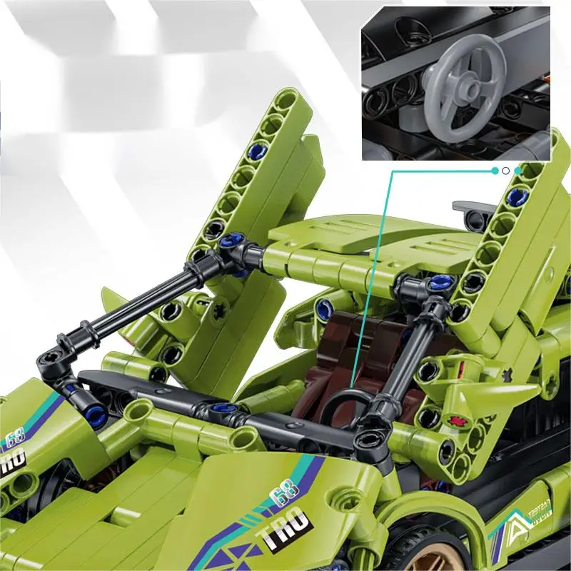 Technical Super Racing Car Model Building Blocks Automobile Pull Back DIY MOC Vehicle Bricks Children Construction Toys 4