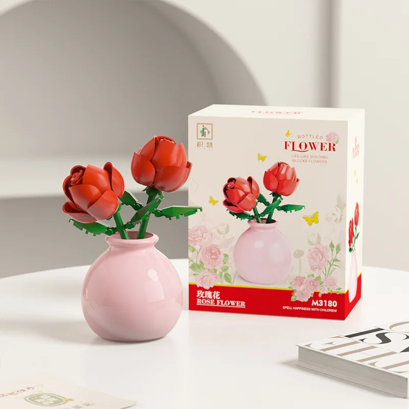 Building Block Flowers DIY Immortal Flower Sets Decorative Toys for Home Decor Assembly Crafts for Kids & Adults Creative Decor 6
