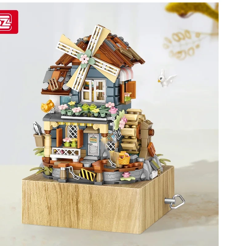 LOZ Windmill House Music Box Building blocks for kids or adults Sound Diamond Blocks Flowers Toy Villa Assembly Toy Gift 1239 2