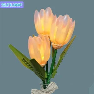 Tulip Flower Building Block Decoration Lighted Tulips Bouquet Eternal Flowers Assembly Valentine's Gift for Girls Friends 2025 1