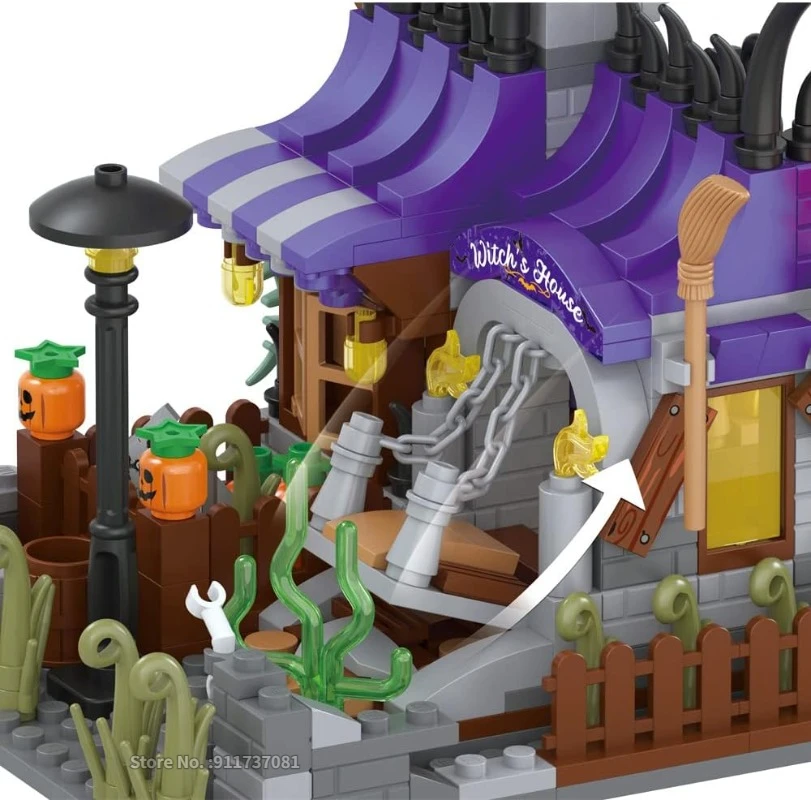 loz halloween mini blocks Loz house display Bricks Haunted/Freak/Pumpkin/Witch House Easter Model Building Kit Halloween Display 3