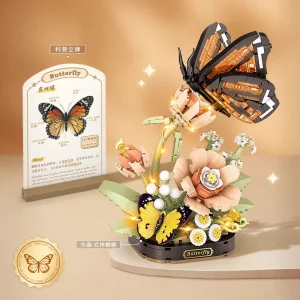 Loz Lighted Insect Set Building Blocks Flowers Diy Decoration Blocks 2025 New Creative Flower Clusters Room Decoration Gifts 1