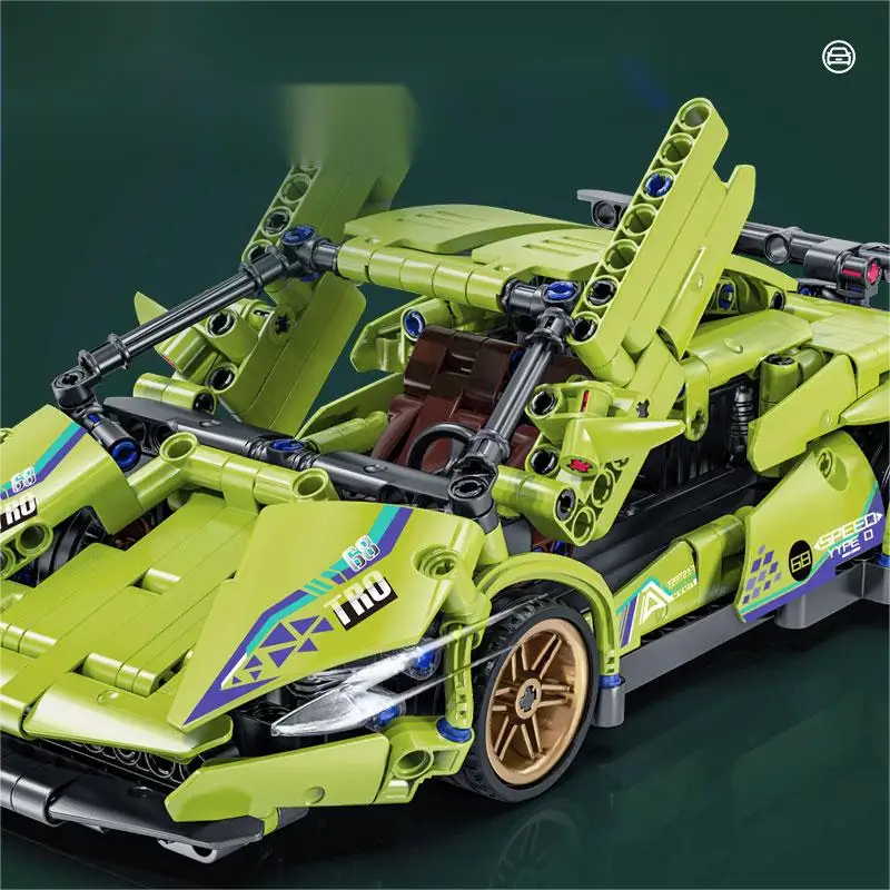 Technical Super Racing Car Model Building Blocks Automobile Pull Back DIY MOC Vehicle Bricks Children Construction Toys 2