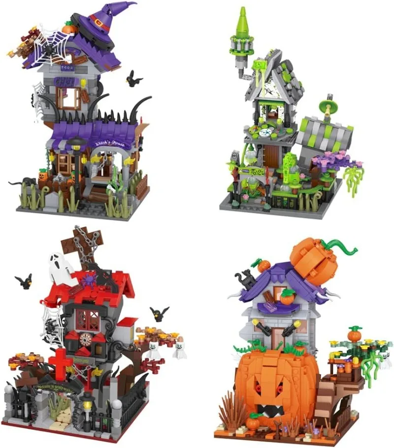 loz halloween mini blocks Loz house display Bricks Haunted/Freak/Pumpkin/Witch House Easter Model Building Kit Halloween Display 1