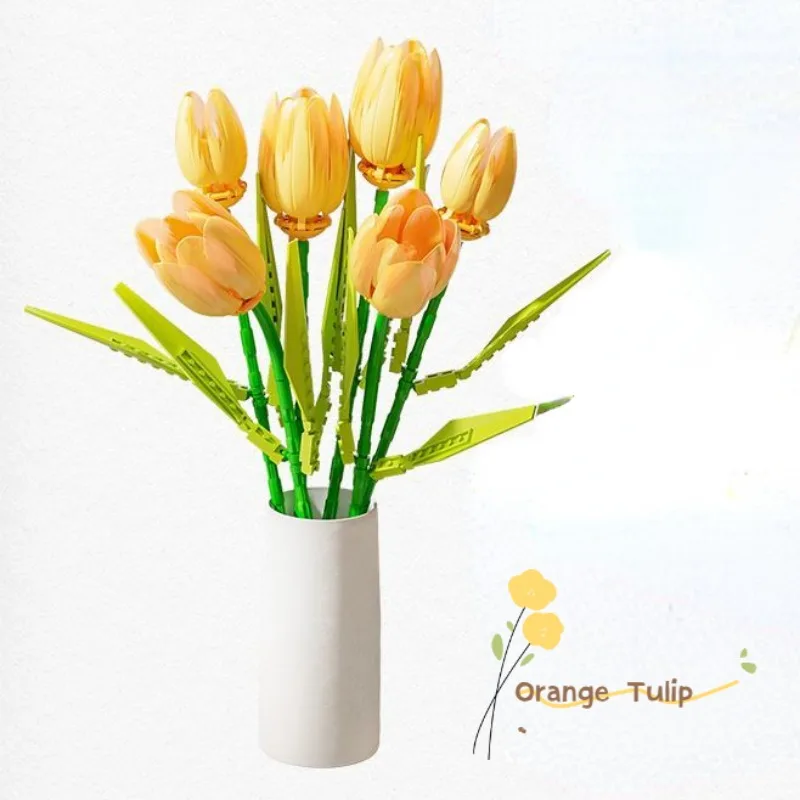 Tulip Flower Bricks Set Building Block Bouquet Model Home Decoration Plant Potted Flower Assembly Bricks Child Festive Gifts 2